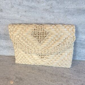 Woven Raffia Envelope Clutch